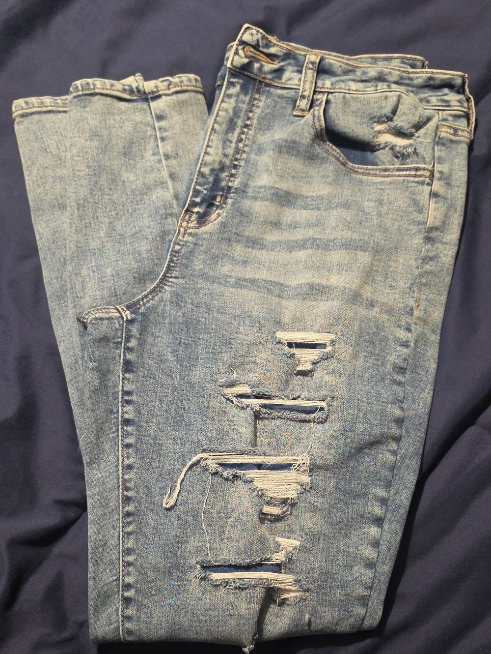 SO Slim Straight Light Blue Distressed Jeans